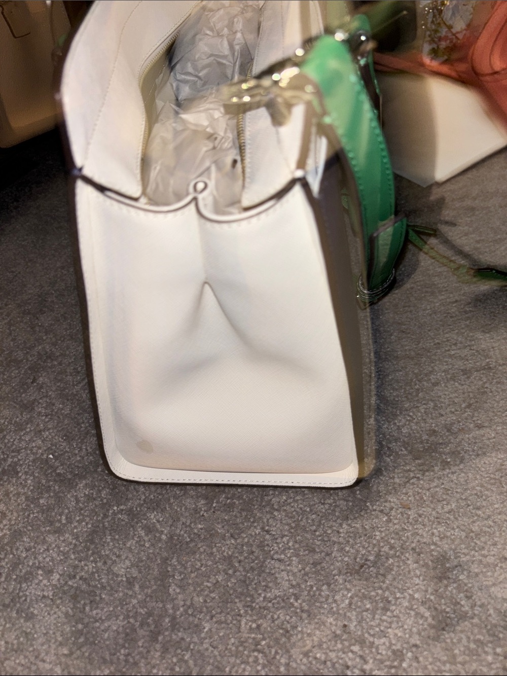 kate spade Navy, White & Green Saffiano Leather Tote - Picture 5 of 10
